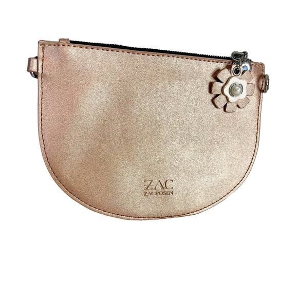 Zac Posen Extra Small Rose Gold Flower Faux Leather Pouch - Picture 1 of 7